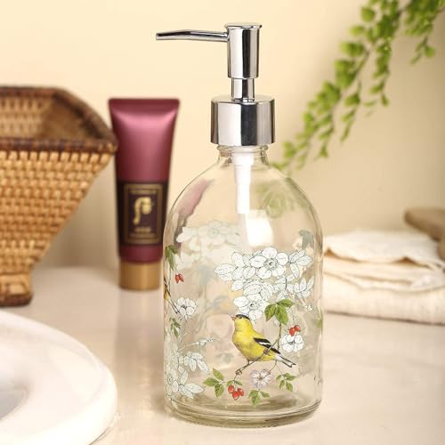 17oz Glass Soap Dispenser with Pump (Bird)
