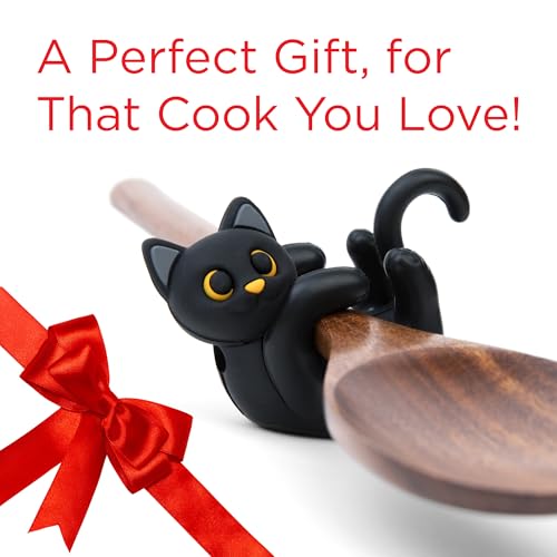 Itera Black Silicone Cat Spoon Rest Kitchen Gadget Utensil Holder (Black)