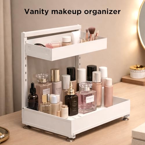 Under Sink Organizer Bathroom Kitchen (cream white)