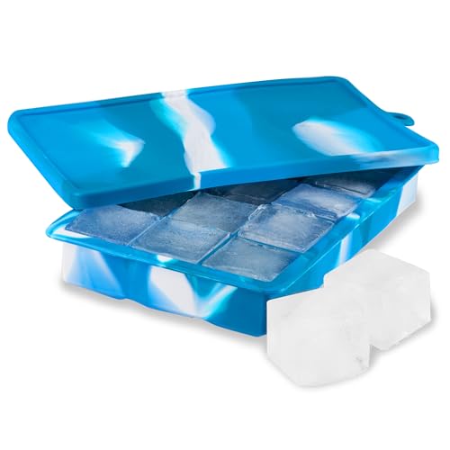 Ice Cube Tray with Lid (Blue Marble / 1.25-inch Cubes)