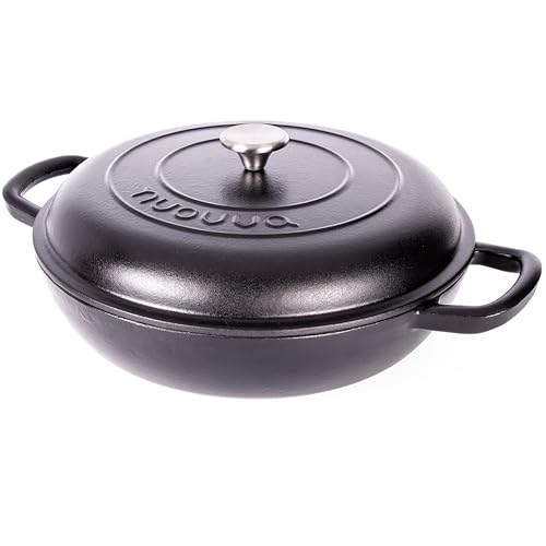 Shallow Cast Iron Casserole with Lid (Black / 5-Quart - Shallow)