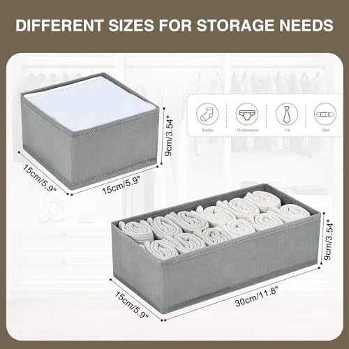 Drawer Organizers for Clothing (Gray / 12 Pack)