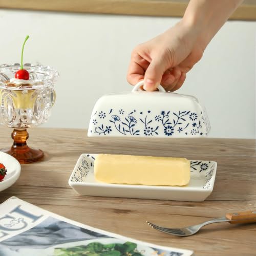 Butter Dish Blue and White (White3)