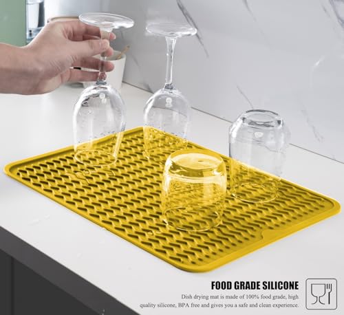 Silicone Dish Drying Mat (Yellow / 14" x 11")