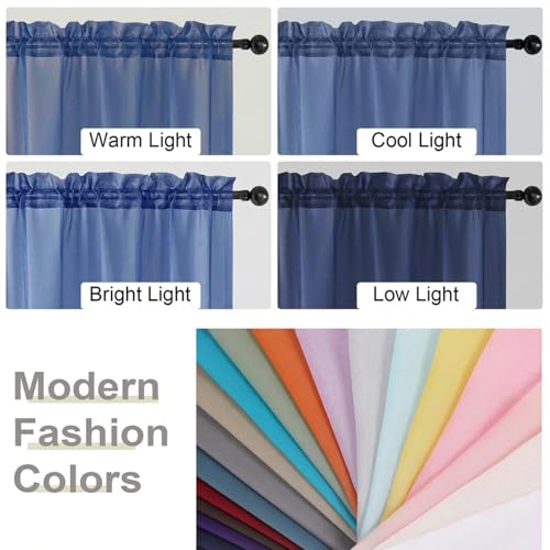 Sheer Curtains 84 Inches Long 2 Panels Set for Bedroom Living Room (Royal Blue / 42"W x 84"L (Pack of 2))