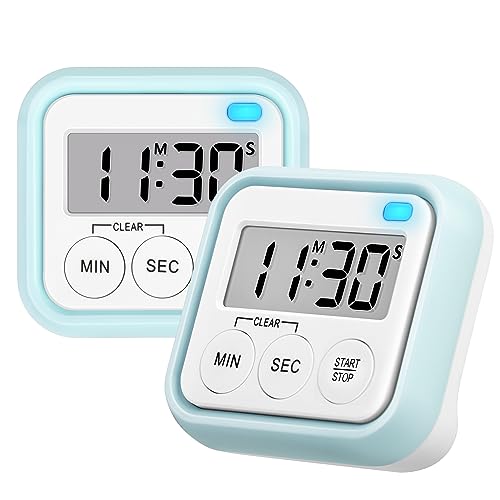 Timer Kitchen Timers for Cooking Classroom Timer for Kids Teachers Digital Magnetic Timers 2 Pack (Blue)