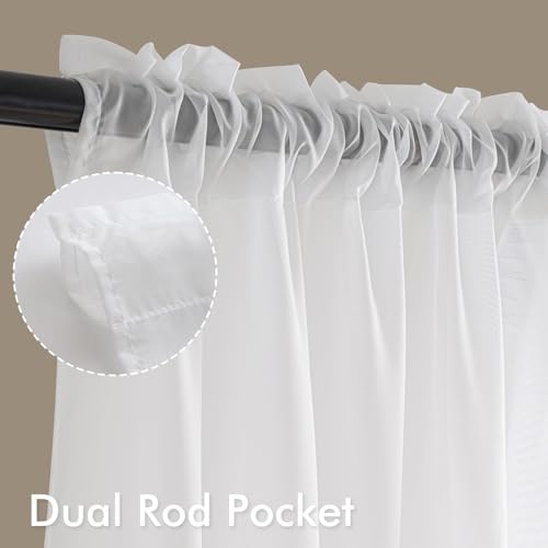 4 Panels White Extra Wide Sheer Curtains 59 x 96 Inches (59"W x 96"L (Pack of 4) / White)