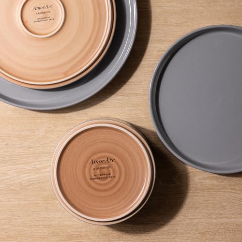 Stoneware Dinnerware Sets for 8 (Service for 8 / Modern-Gray)