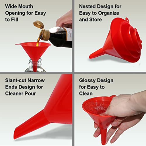 Kitchen Funnel Set 6 Pcs (Red & Black)