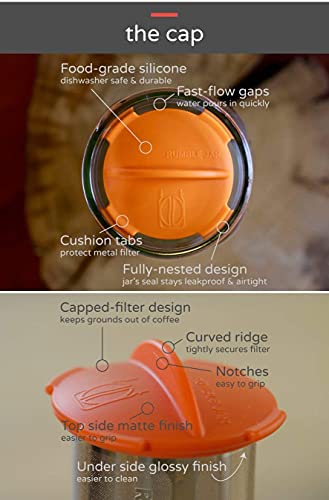 Next Gen Cold Brew Coffee Maker for Mason Jars (32oz / Traditional Mason jar w/ Dark Black cap)
