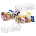 Pantry Storage Bins with Removable Dividers (15"L x 7.5"W x 3.5"H)