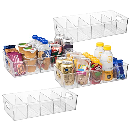 Pantry Storage Bins with Removable Dividers (15"L x 7.5"W x 3.5"H)