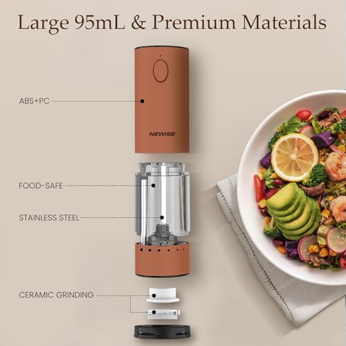 Electric Salt and Pepper Grinder Set (Brown)