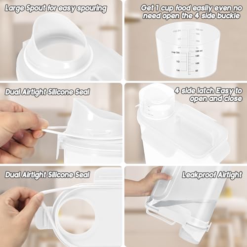 5Lbs Airtight Dog Cat Storage Container Portable with Upgraded Large Spout and Cup (White / 5L-2pack)