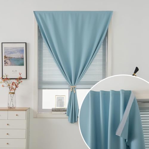 Self Adhesive Curtains (35"W x 59"L (Pack of 2) / Lake Blue)