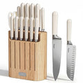14 Piece Kitchen Knife Set with Block (Cream White)