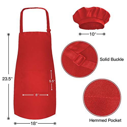 Kid's Apron with Chef Hat Set (Red)