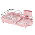 Expandable Dish Drying Rack for Small Kitchen Counter (Pink)