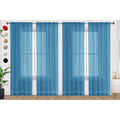 Blue Sheer Curtains 4 Panels Rod Pocket Semi (Blue / 52"W x 90"L (Pack of 4))