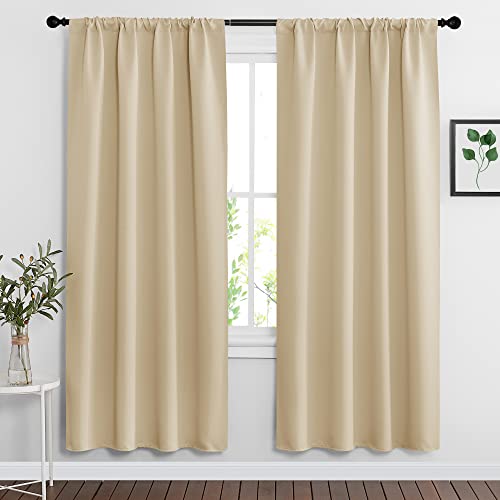 Curtains for Bedroom Living Room Nursery Office 72 inches Long (Biscotti Beige / 42"W x 72"L (Pack of 2))