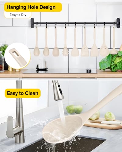 Silicone Cooking Utensils Set (Khaki)