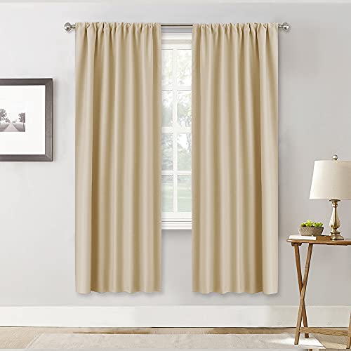 Curtains for Bedroom Living Room Nursery Office 72 inches Long (Biscotti Beige / 34"W x 72"L (Pack of 2))