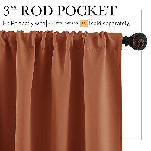 Blackout Curtains for Bedroom Living Dining Room 84 inches Long (Burnt Orange / 42"W x 84"L (Pack of 2))