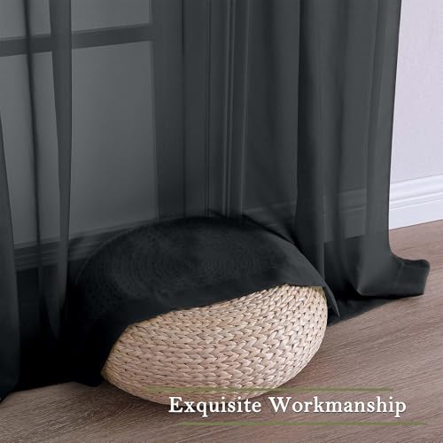 Black Sheer Curtains 96 Inches Long 2 Panels (Black / 59"W x 96"L (Pack of 2))