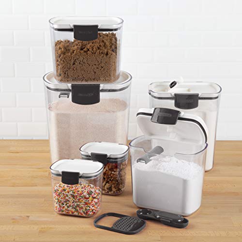 ProKeeper Baker's Airtight Kitchen Storage Canister Container Set for Flour (Black Latches / 6- Piece)