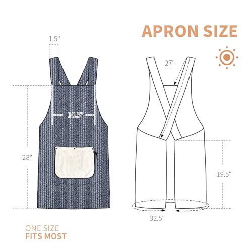 Cross Back Apron with Detachable Towel (Deep Blue (With Towel) / Standard)