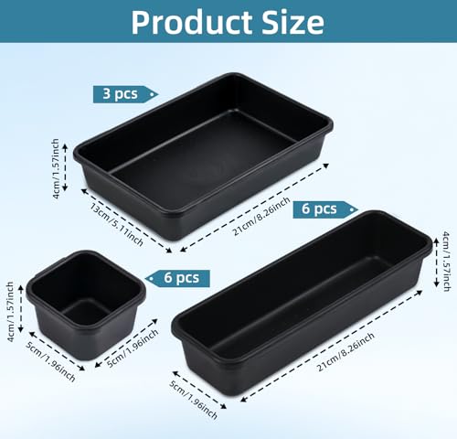 15PCS Interlocking Drawer Organizer (Deep Black / 15 pieces)