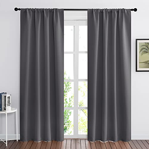 2 Panels Blackout Doorway Curtains (Grey / 34"W x 80"L (Pack of 2))