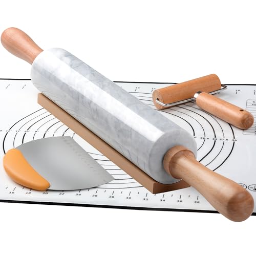 18.5 inches Marble Rolling Pin (White-2)