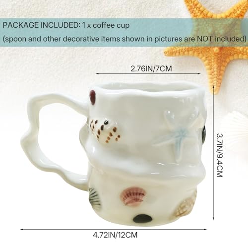 Cute Seashell Mug Ceramic Coffee Cup 10oz (Seaside)