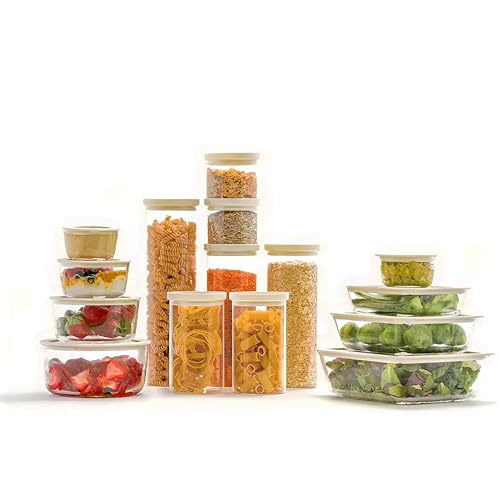 Glass Meal Prep Containers with Lids (White Sand-SQ)