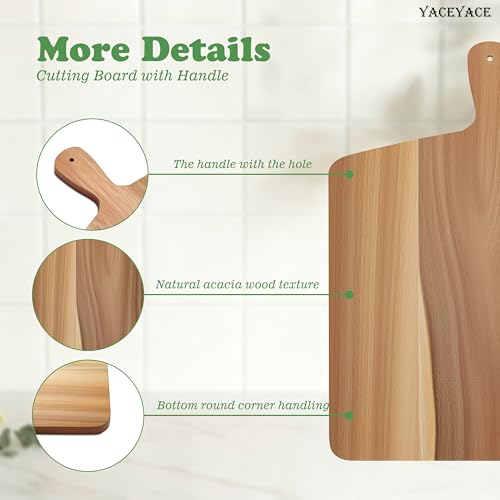 Acacia Wood Cutting Board with Handle (17"x13"0.6" / Natural)