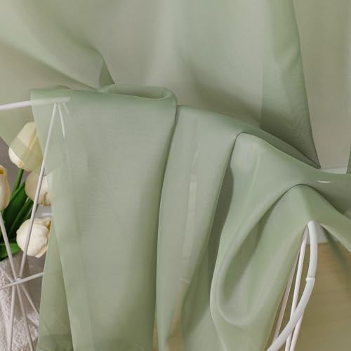 2 Pieces Sage Green Sheer Curtains 108" Length for Farmhouse (Sage Green / 42"W x 108"L (Pack of 2))