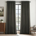 108 Inch Curtains 2 Panels Set Charcoal Grey Curtains 108 Inches Long for Livingroom Back Tab Hooks Pleated Blackout Tweed Linen Look Blacked Out Curtain for Bedroom (Carbon Grey / 52"W x 108"L (Pack of 2))