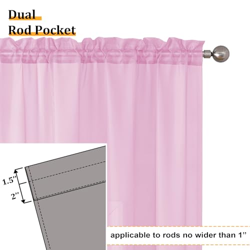 96inch Long Pink Sheers Drapes (40"W x 96"L (Pack of 2) / Light Pink)