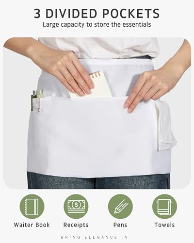Server Apron Waitress Waist Apron (White)