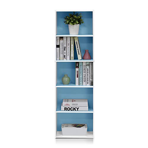 LUDER Book Shelf (White/Light Blue / 5-Tier)