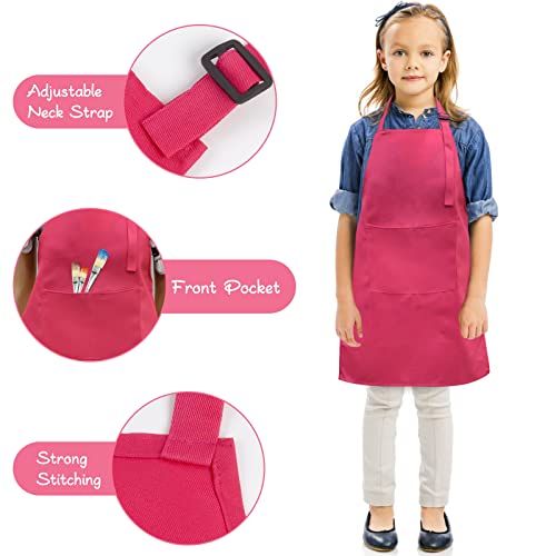 Kids Aprons with Large Pocket 2 Pack (Medium / Roseredx2)