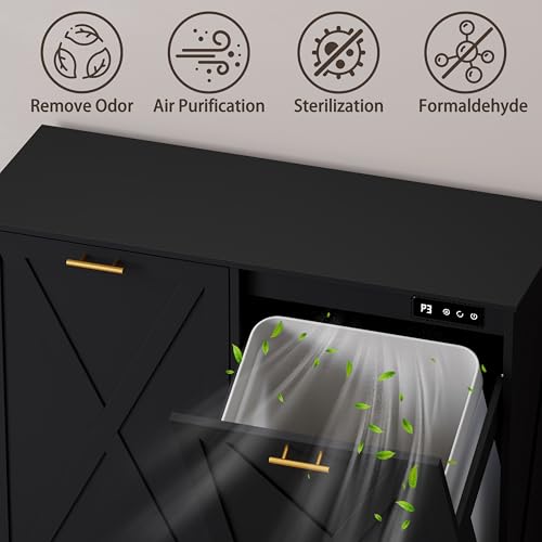 Double Tilt Out Trash Can Cabinet (Black / 37"L x 14.3"D x 30.5"H)
