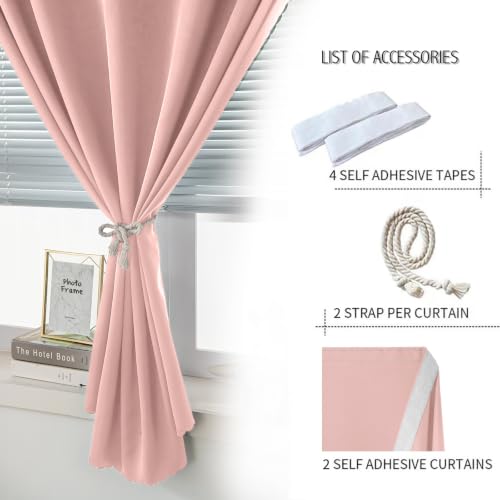 Thermal Blackout Curtains with Self (71"W x 59"L (Pack of 2) / Pink)