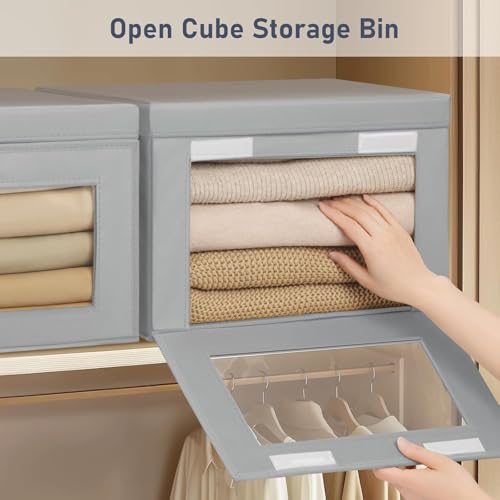 Storage Bins with Lids (Gray / Medium-4 Pack)
