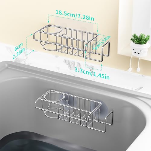 Sink Caddy Sponge Holder (Silver (2-pack))