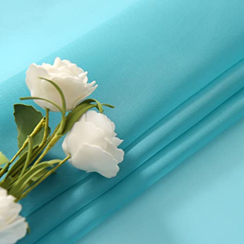 Sheer Voile Window Treatment Rod Pocket Curtain Panels for Kitchen Bedroom Living Room Drapes Sunlight Filtering Privacy Semi Home Decor Assorted Colors Sizes (Turquoise / 52"W x 54"L (Pack of 2))