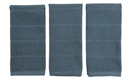 Teal Dark Blue Kitchen Hand Dish Towels (Teal Texture)