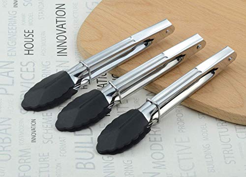 Mini Tongs with Silicone Tips 7 (7-inch / Black)