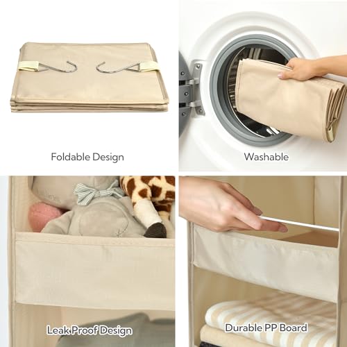 3 Shelf Hanging Closet Organizer (3-shelf Khaki / 1-Pack)